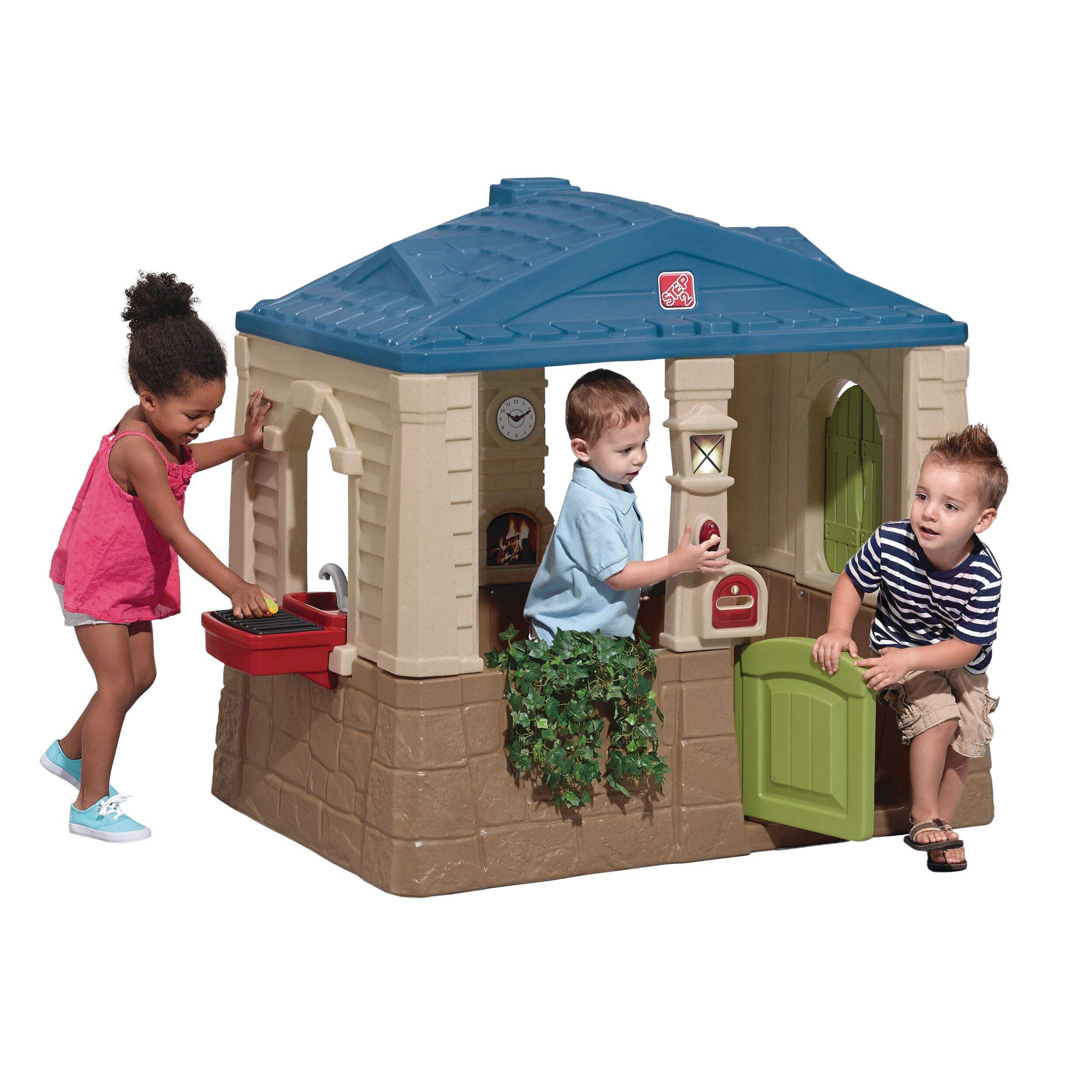Step 2 Happy Home & Cottage Playhouse with Interior Set, Ages 1.5+ Front_Angled_Right