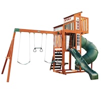 KidKraft Austin Playset with Rock Wall Ladder & Swings Front_Three_Fourths_Angled_Right