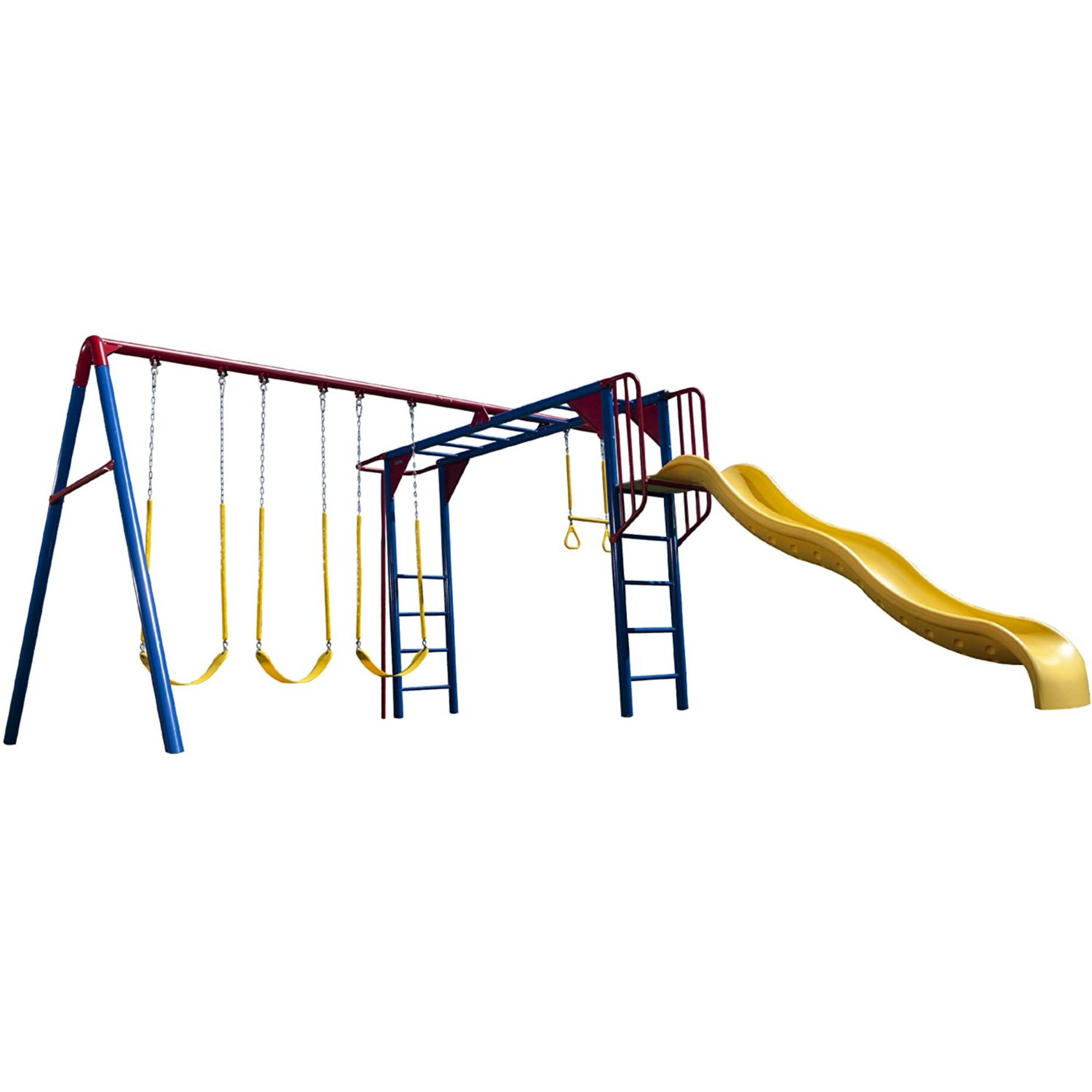 Lifetime  Adventure Swing Set with 9-ft Wavy Slide Front_Three_Fourths_Angled_Right