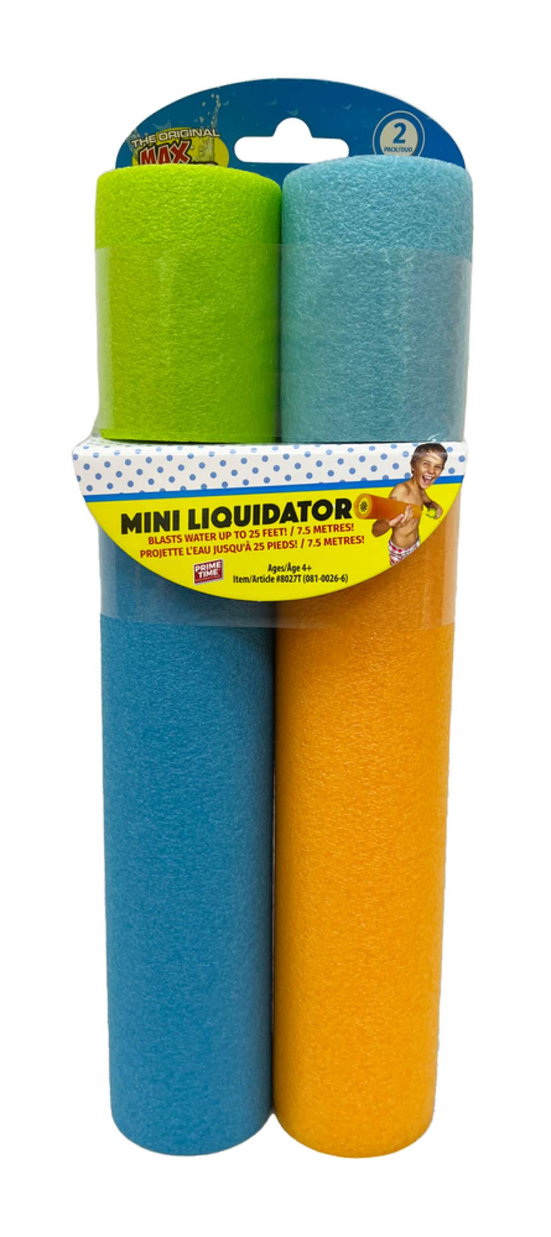 Mini Max Liquidator Pump Kids' Water Squirt Gun Blaster, Multi-Coloured, Assorted, 2-pk, Ages 4+, for Beach/Pool Fun Activities Front_Flat