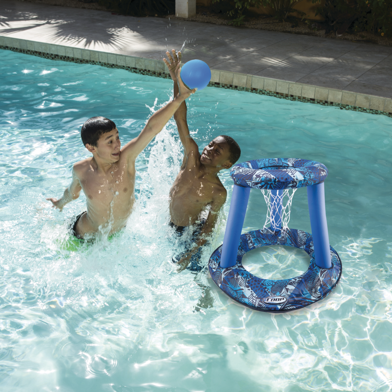 Jeu de panier de basket-ball de piscine flottante compatible avec la  piscine, Comprend cerceau, 2 balles et pompe, ballon de basket-ball  gonflable Water Basketball Ga