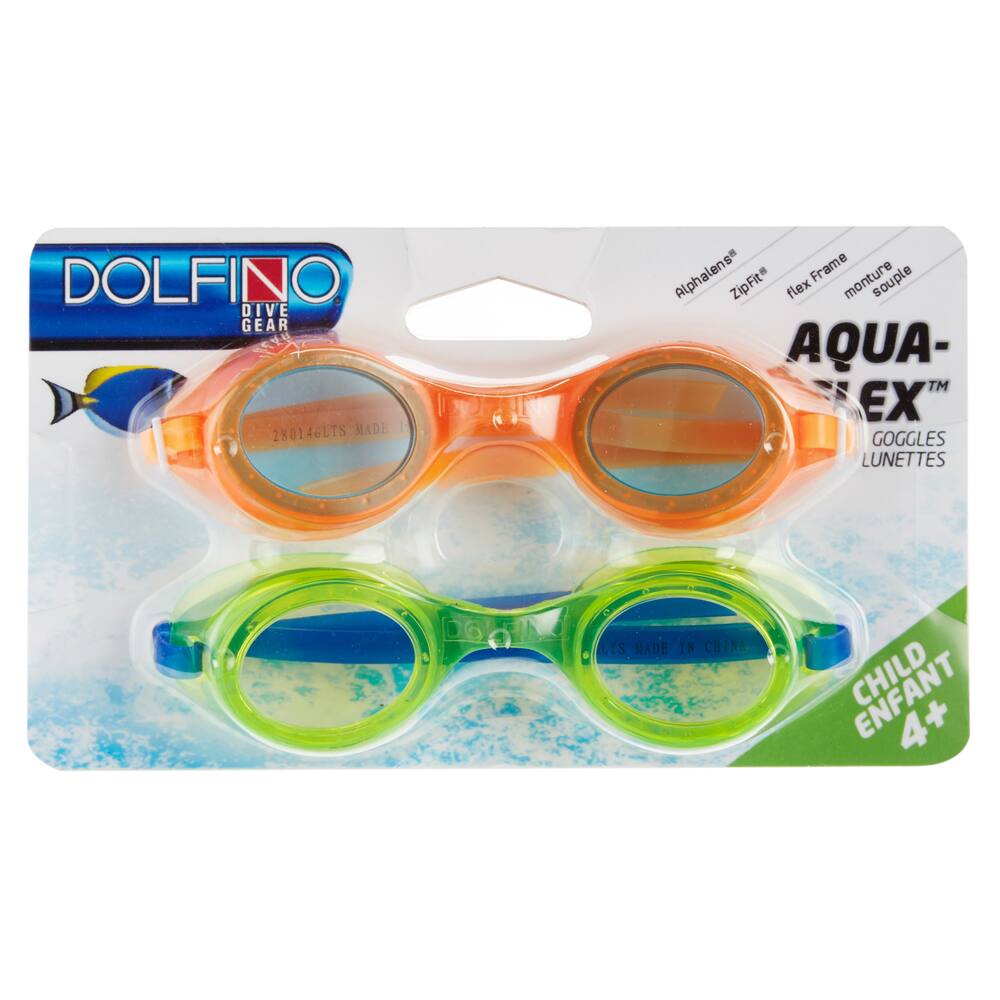 3 Packs of 2 For A Total of 6 Pairs of Goggles New. Dolfino Child Goggles 