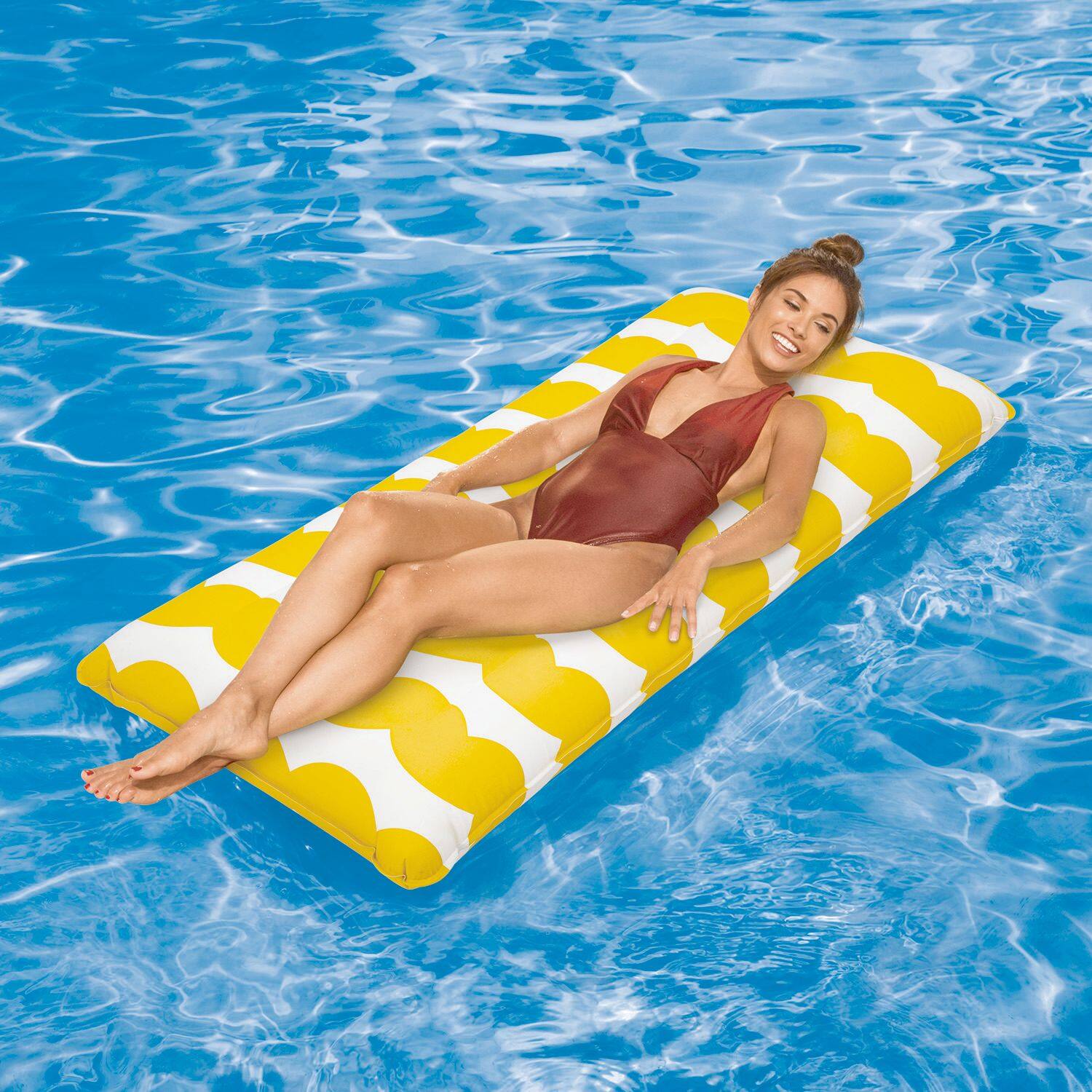 Stella Finn Canvas Inflatable Water Float Pool Lounger 60 in x 29 in Assorted Colours Canadian Tire