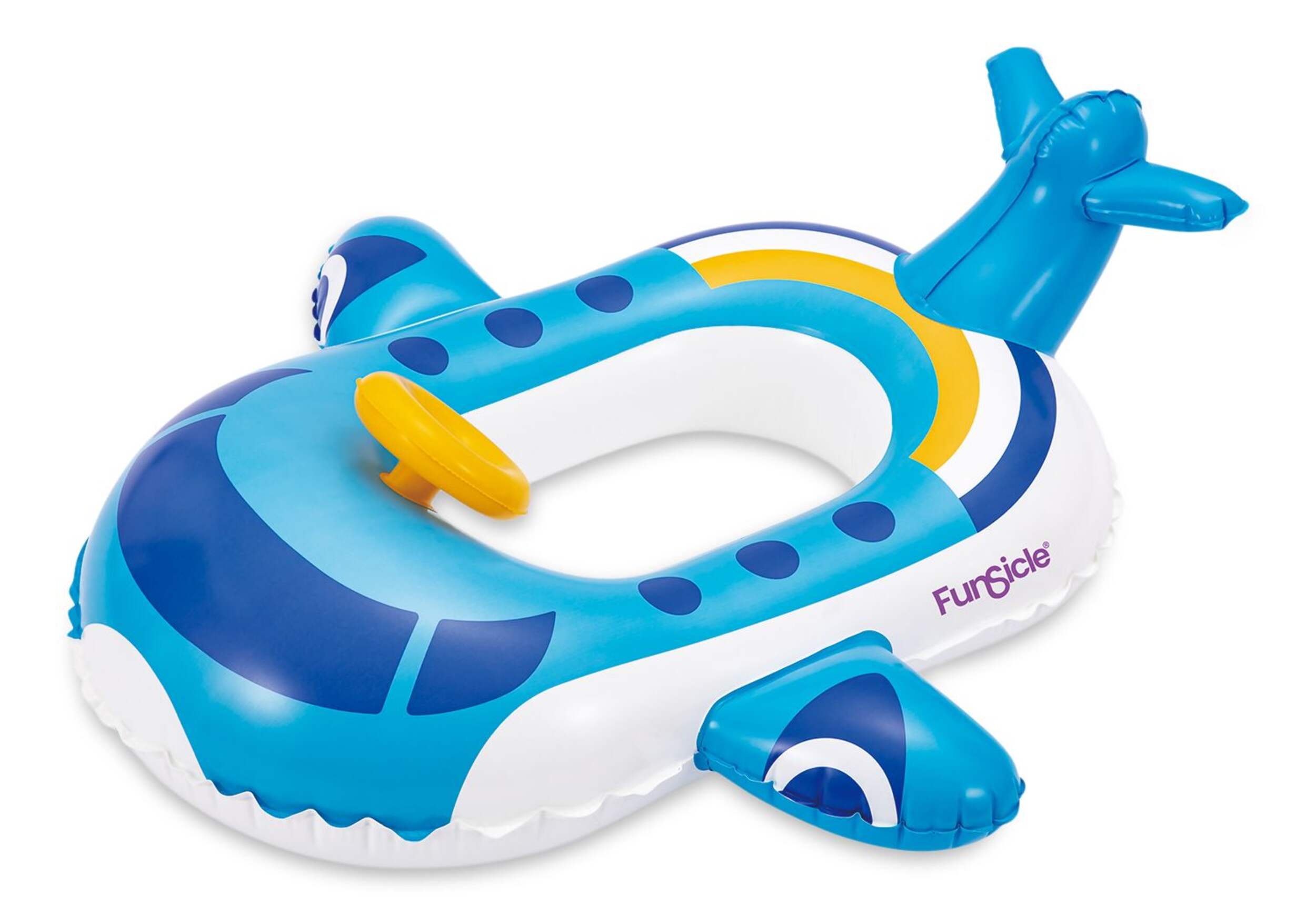Funsicle Go Float Jet Inflatable Ride-On Water/Pool Float, Blue, 37-in x 33-in Front_Three_Fourths_Angled_Left