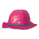 Chapeau cloche à facteur de protection solaire (FPS) 50+ Speedo pour enfants avec sangle pour le menton, rose Front_Angled_Left