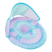 Swimways Baby Spring Pool/Water Float with Removable Sun Canopy, Mermaid Design, Ages 9-24m Front_Three_Fourths_Angled_Right