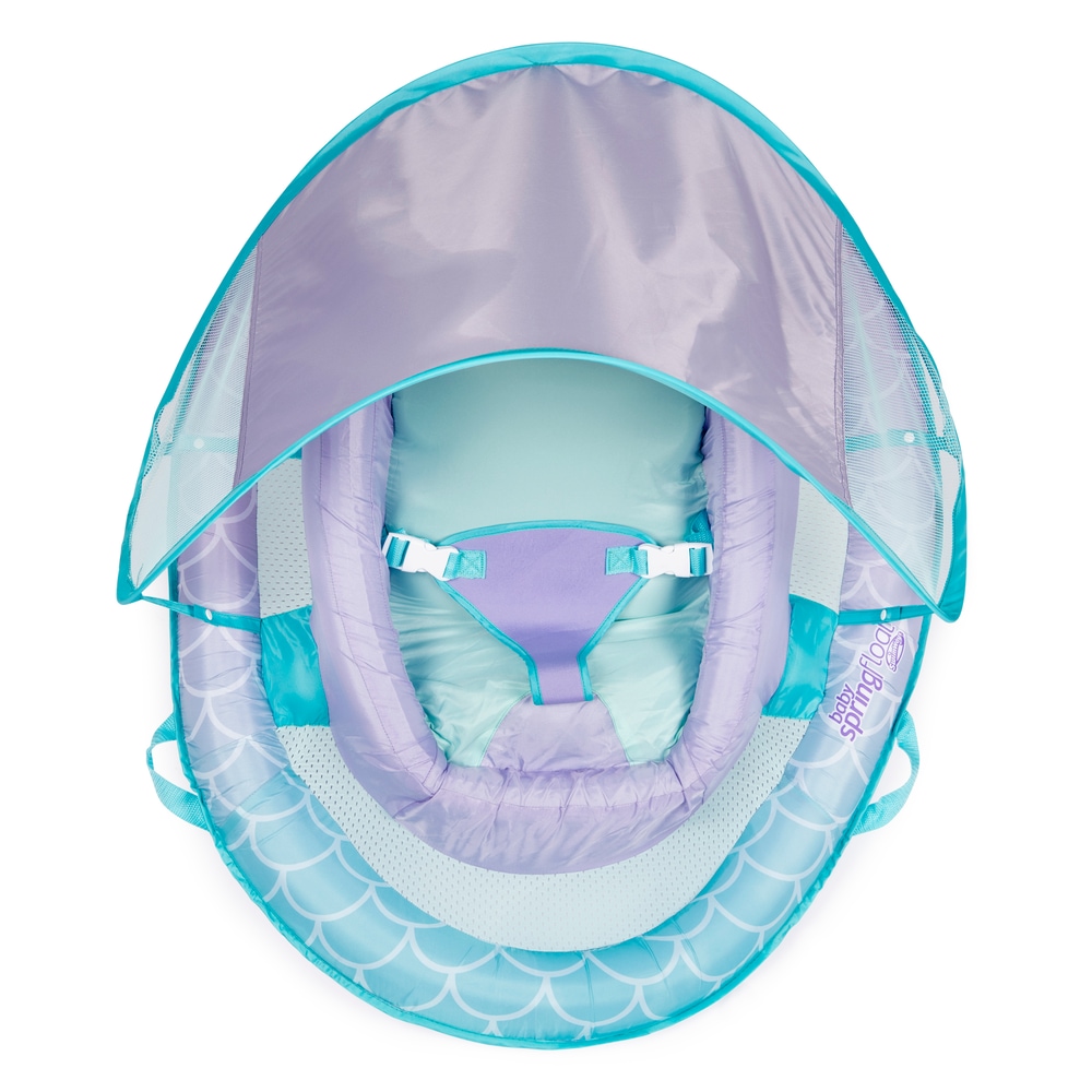 Swimways Floating UVProtected Baby Spring Float with Handles & Sunshade, Mermaid Design, Ages 3