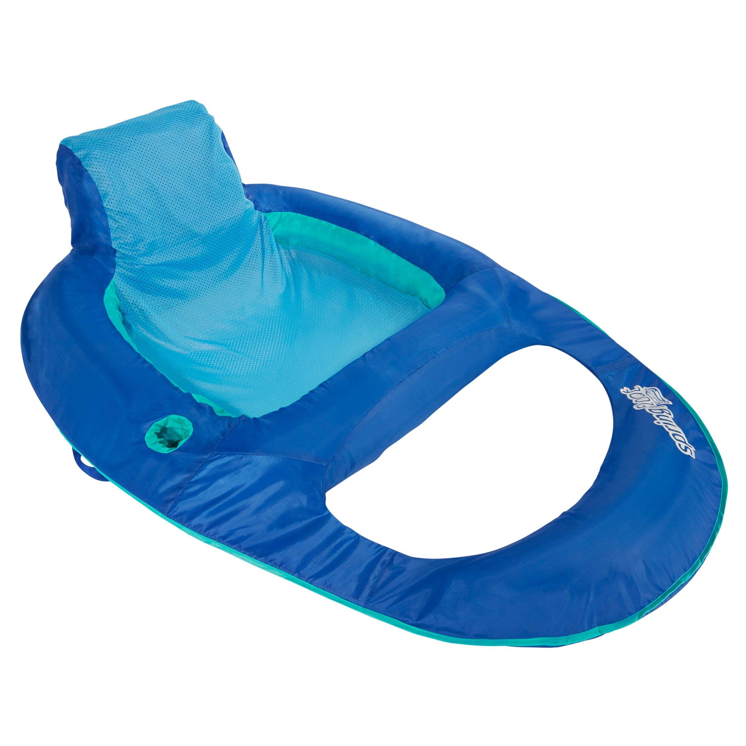 Swimways Springfloat Recliner Pool Lounger with Built-in Cup Holder, Ages 15+ Front_Three_Fourths_Angled_Right