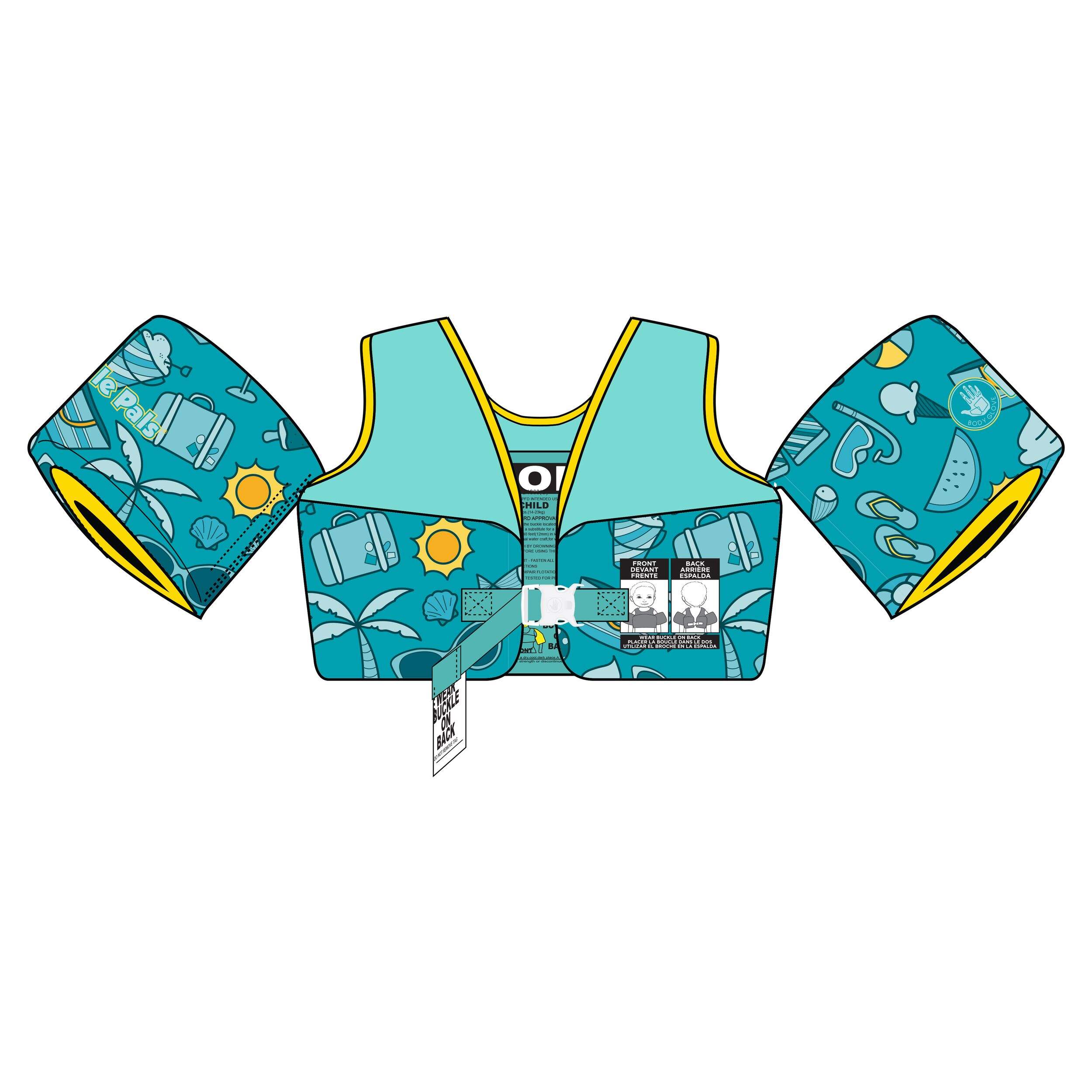 Body Glove Child Paddle Pals Swimming Vest for Learning/Practising Front_Flat