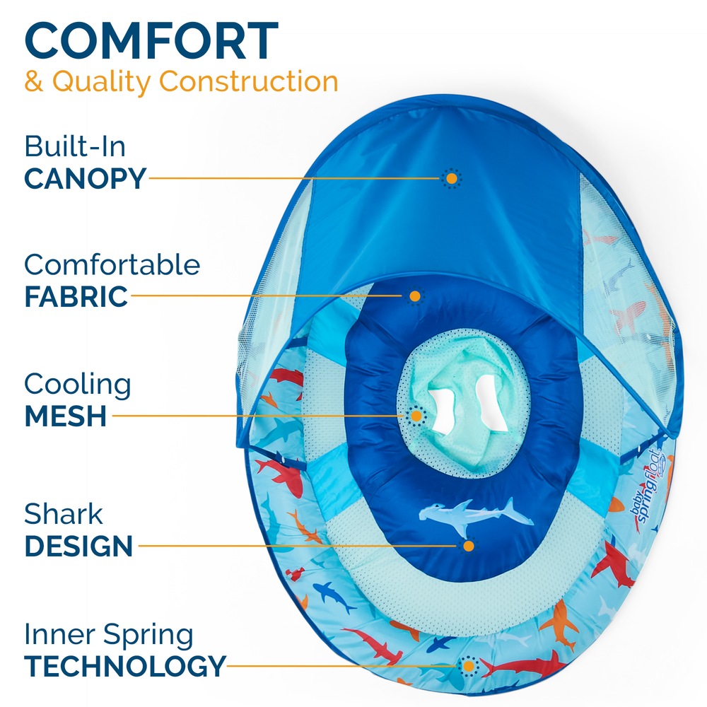 Swimways Baby Spring Pool/Water Float with Removable Sun Canopy, Shark