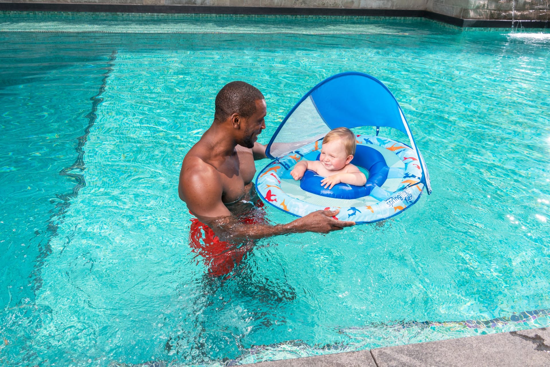 Baby swim float with clearance canopy