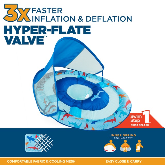 Swimways Baby Spring Pool/Water Float with Removable Sun Canopy, Shark