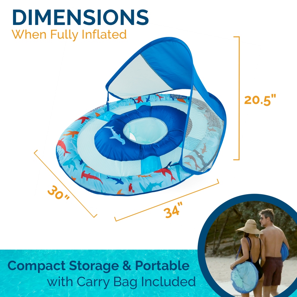 Swimways Baby Spring Pool/Water Float with Removable Sun Canopy, Shark