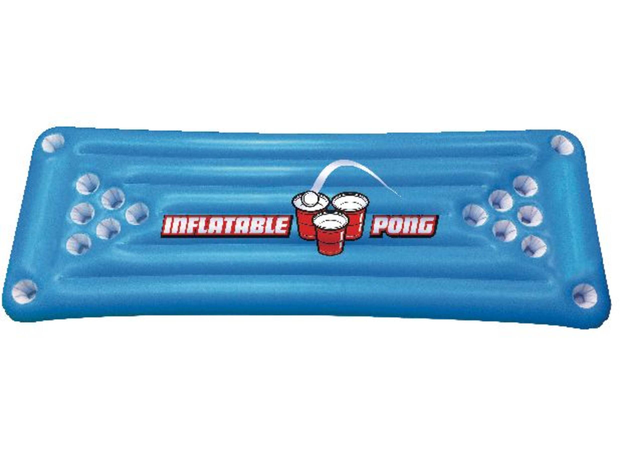 Inflatable Beer Pong Pool Game, Blue, 71-in, for Beach/Pool Fun Activities Overhead_Flat