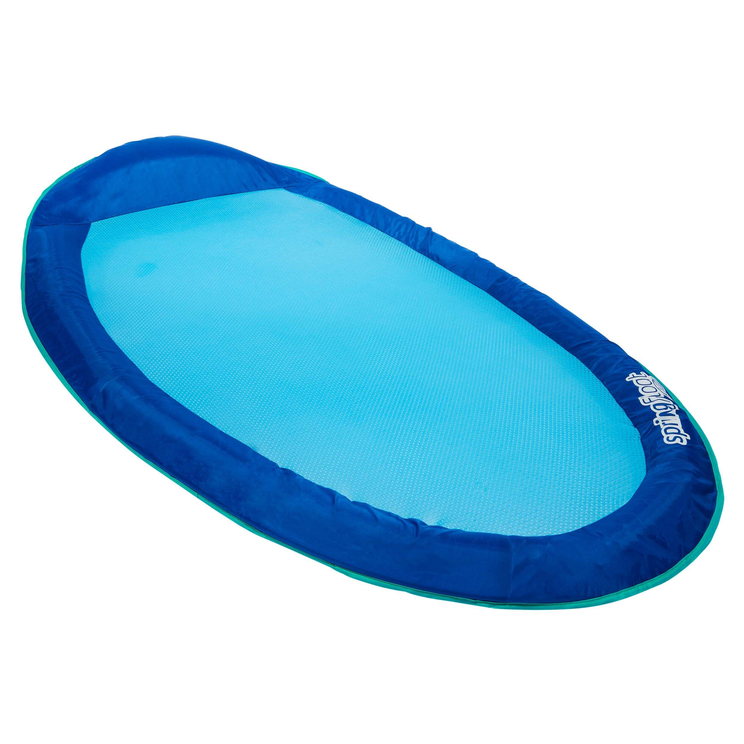 Swimways Inflatable Spring Float Pool Lounger, 66 x 40-in, Blue Front_Three_Fourths_Angled_Right