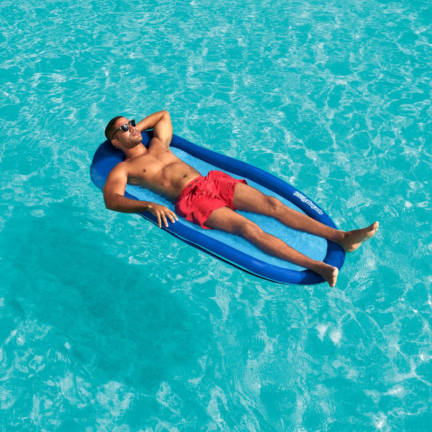 Swimways Inflatable Spring Float Pool Lounger 66 x 40 in Blue Canadian Tire