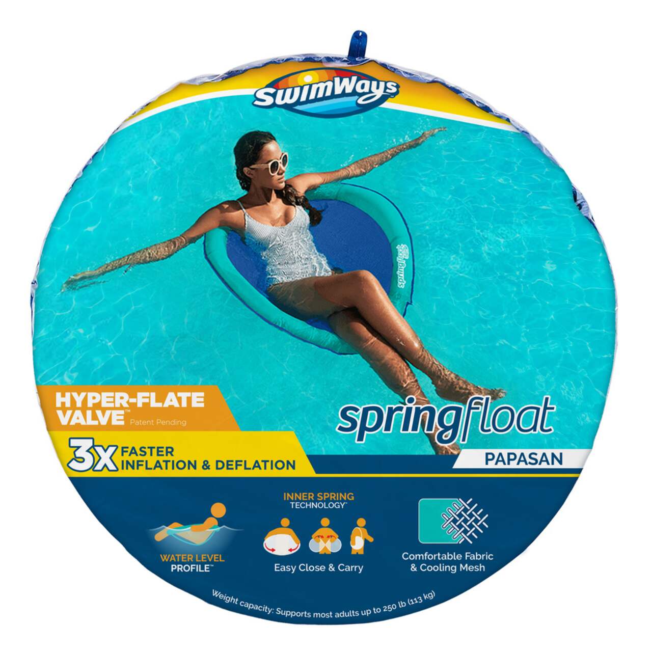 Swimways Spring Float Papasan Round Pool Lounger Blue Party City