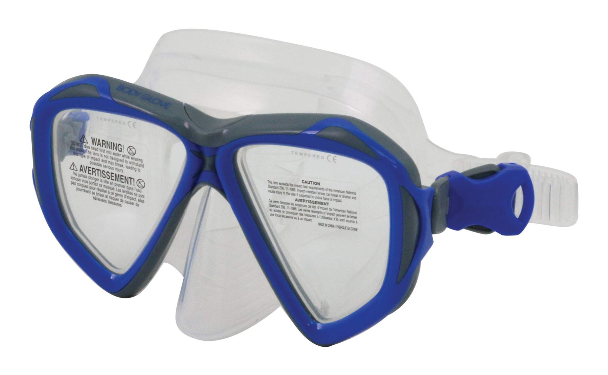 Masque de natation pour adultes Body Glove Passage, noir Front_Angled_Left