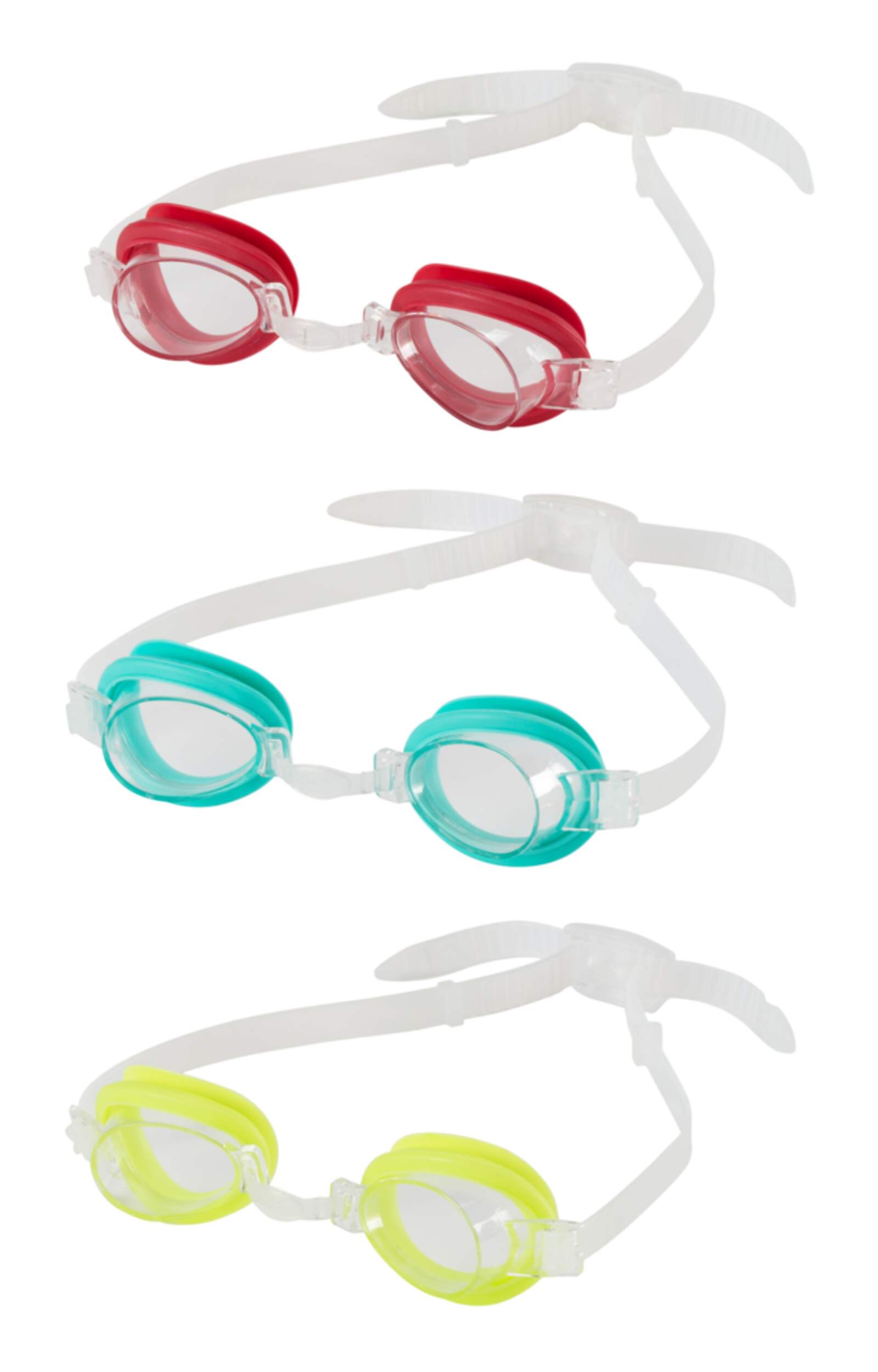 Speedo Splasher UV-Protected Kids' Swim Goggles, Assorted, 3-pk Front_Angled_Left