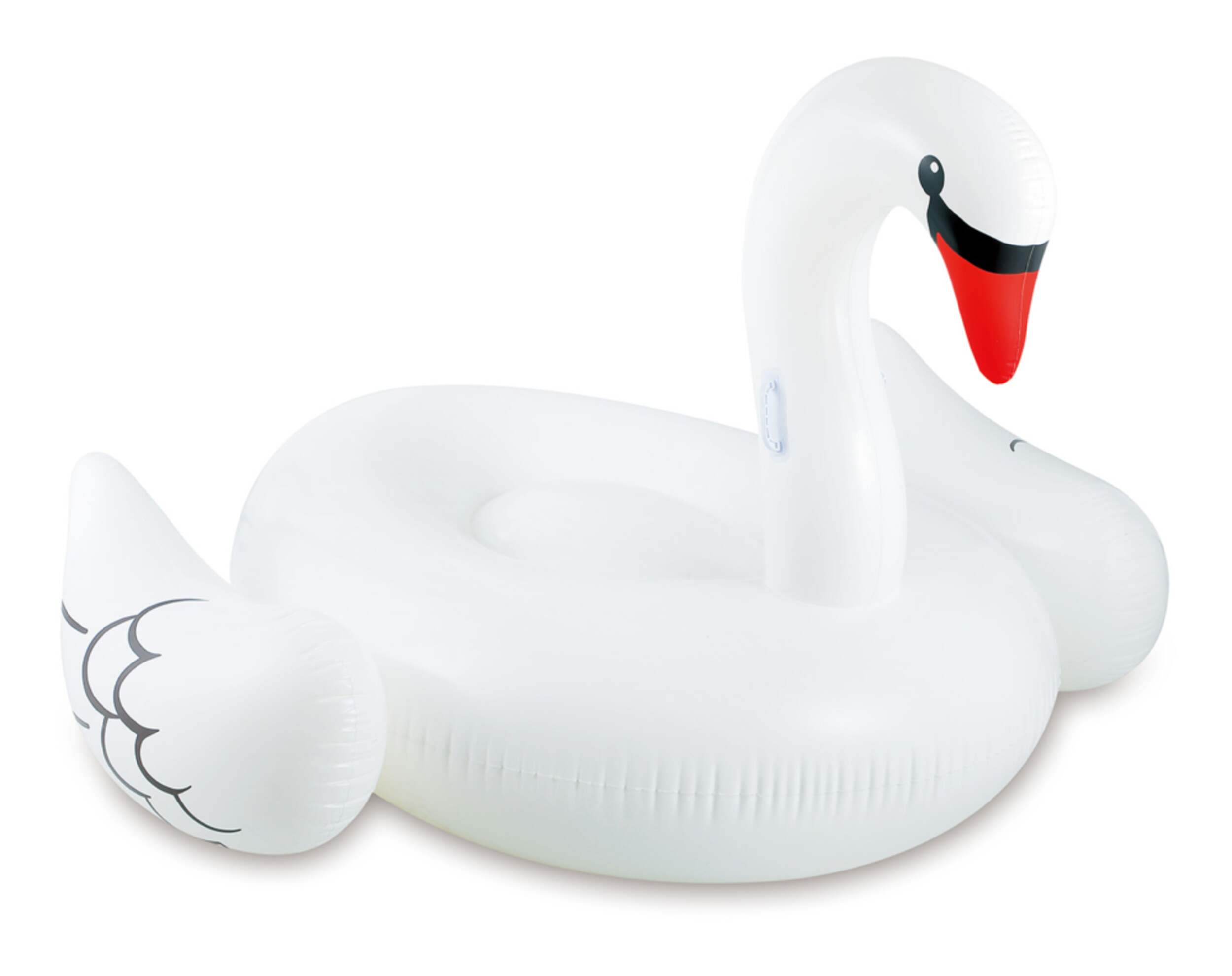 Inflatable Jumbo Ride-On Swan Toy Kids' Pool Lounger/Float, 73 x 62 x 48 1/2-in", White Front_Angled_Right