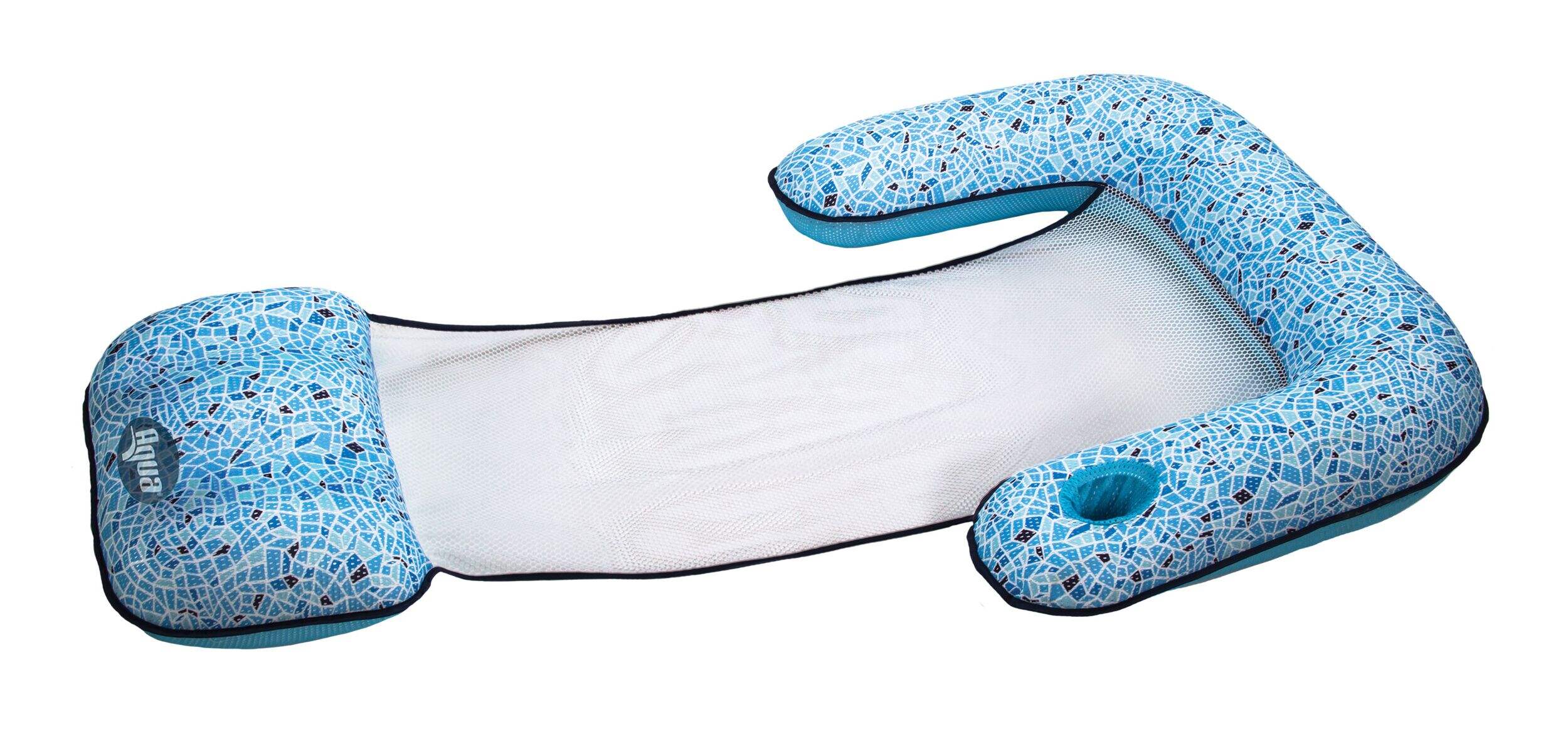 Matelas gonflable 3-en-1 de luxe pour piscine Aqua, bleu, 57 x 36 po Front_Angled_Left