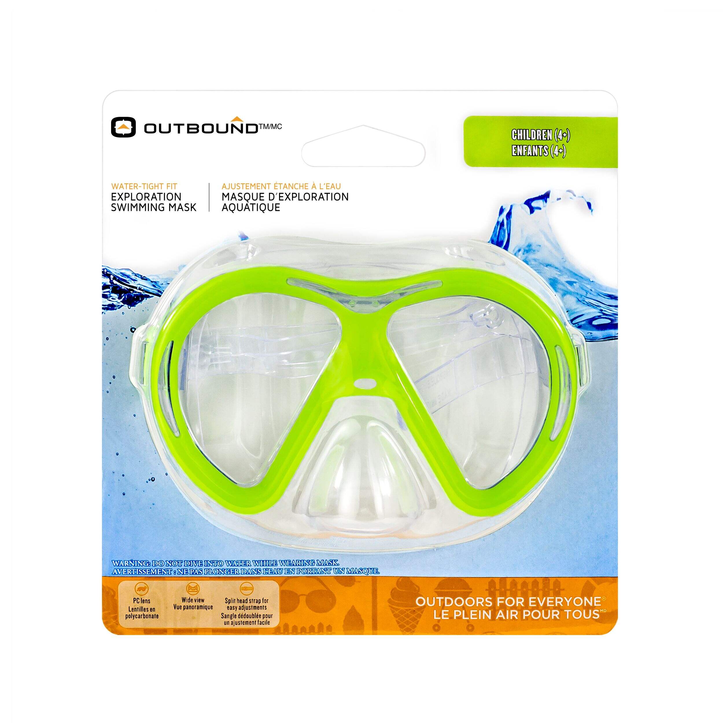 Outbound Kids' Swimming Mask, Ages 4+ Front_Flat