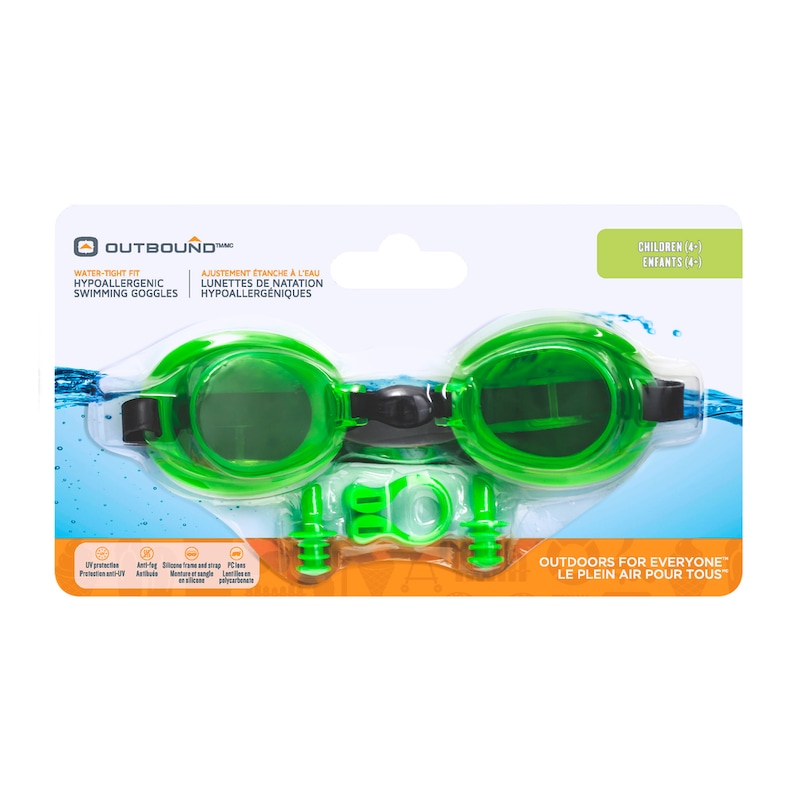 Outbound AntiFog UVProtected Kids' Swim Goggles, Green, Ages 4+ Canadian Tire