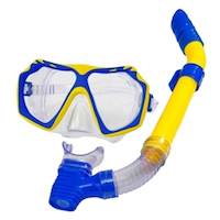 Outbound Kid & Youth Swimming Mask & Snorkel Combo, Blue/Yellow