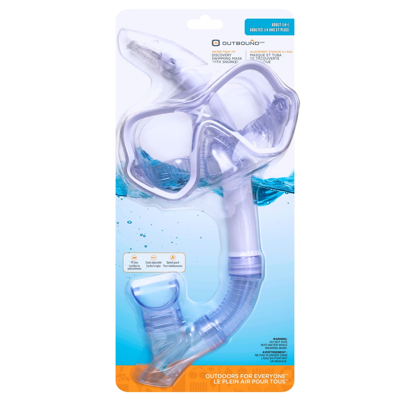 Outbound Youth & Adult Swimming Mask & Snorkel Combo, Blue Canadian Tire