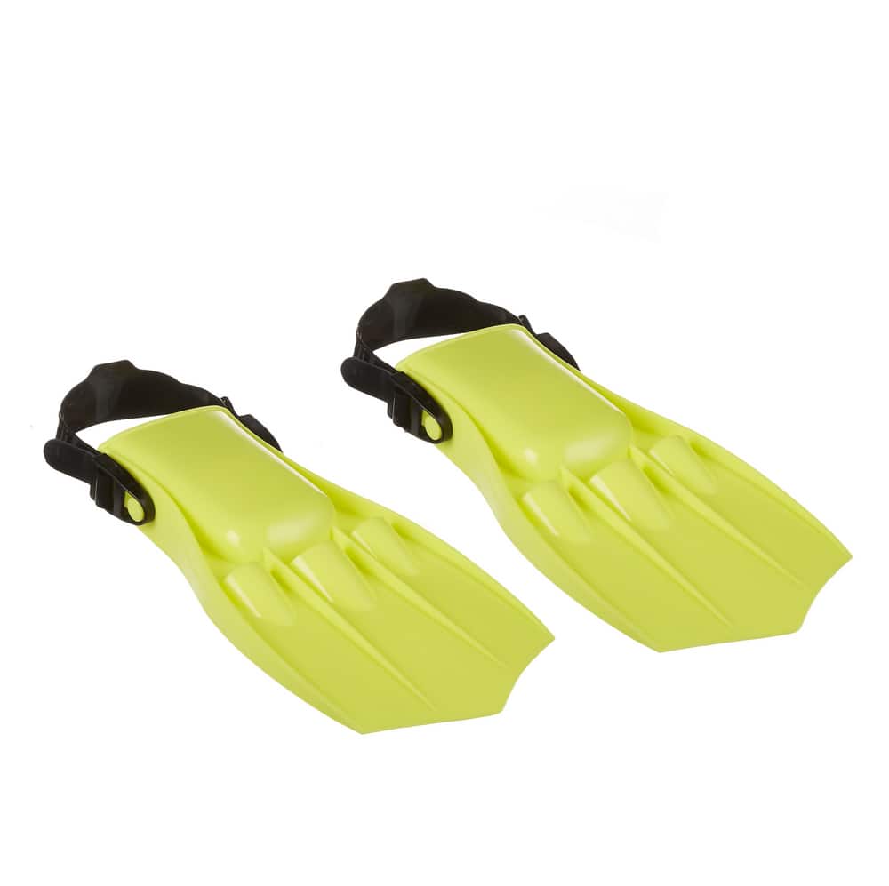 Children's Plastic Swim Fins Yellow 11" long  Adjustable strap Pool Party Toy 