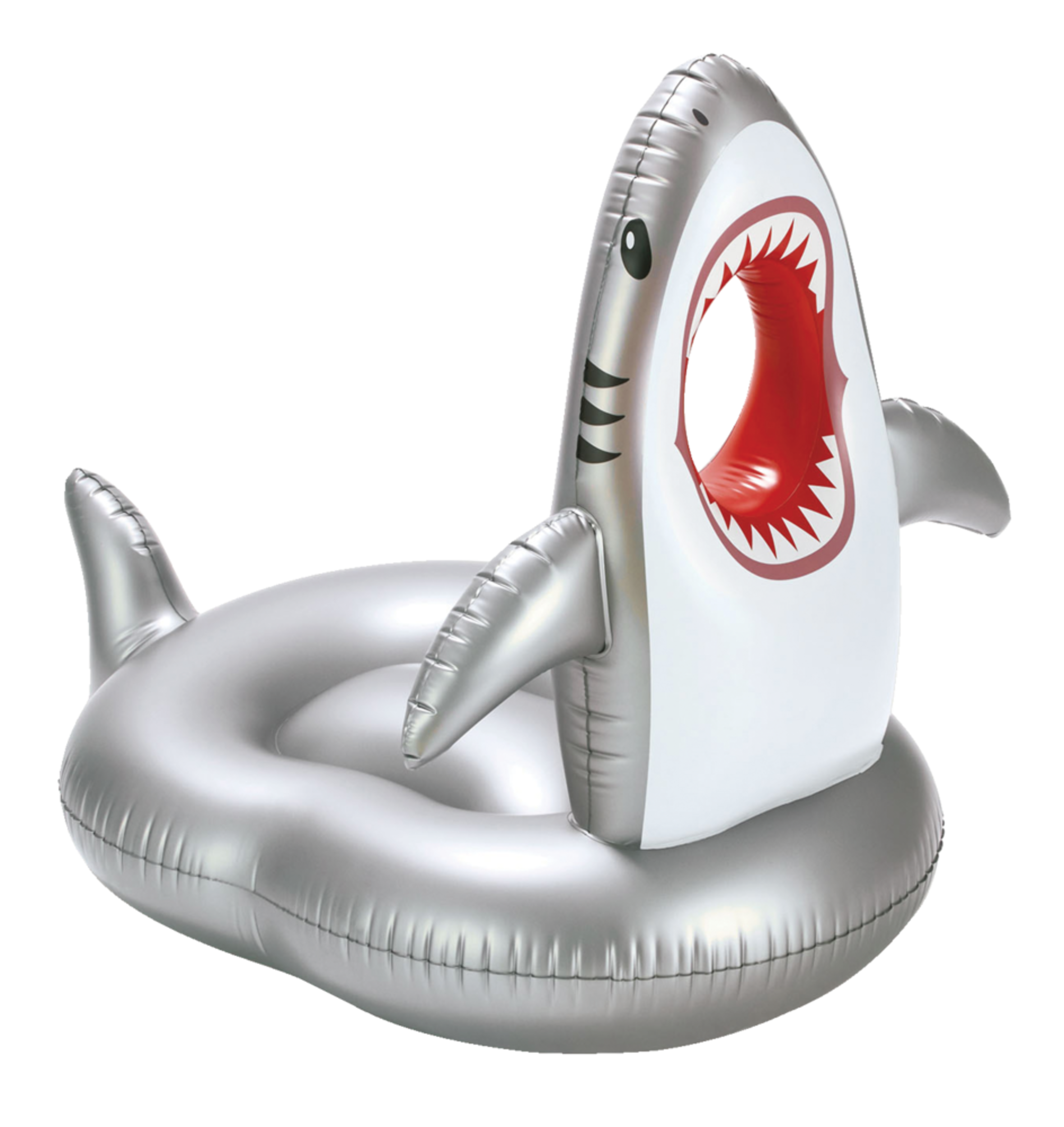 Stella & Finn Inflatable Ride-On Shark Pool Float/Lounger, Grey, 60-in Front_Angled_Right