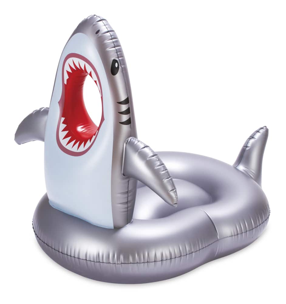Stella & Finn Inflatable Ride-On Shark Pool Float/Lounger, Grey, 60-in ...