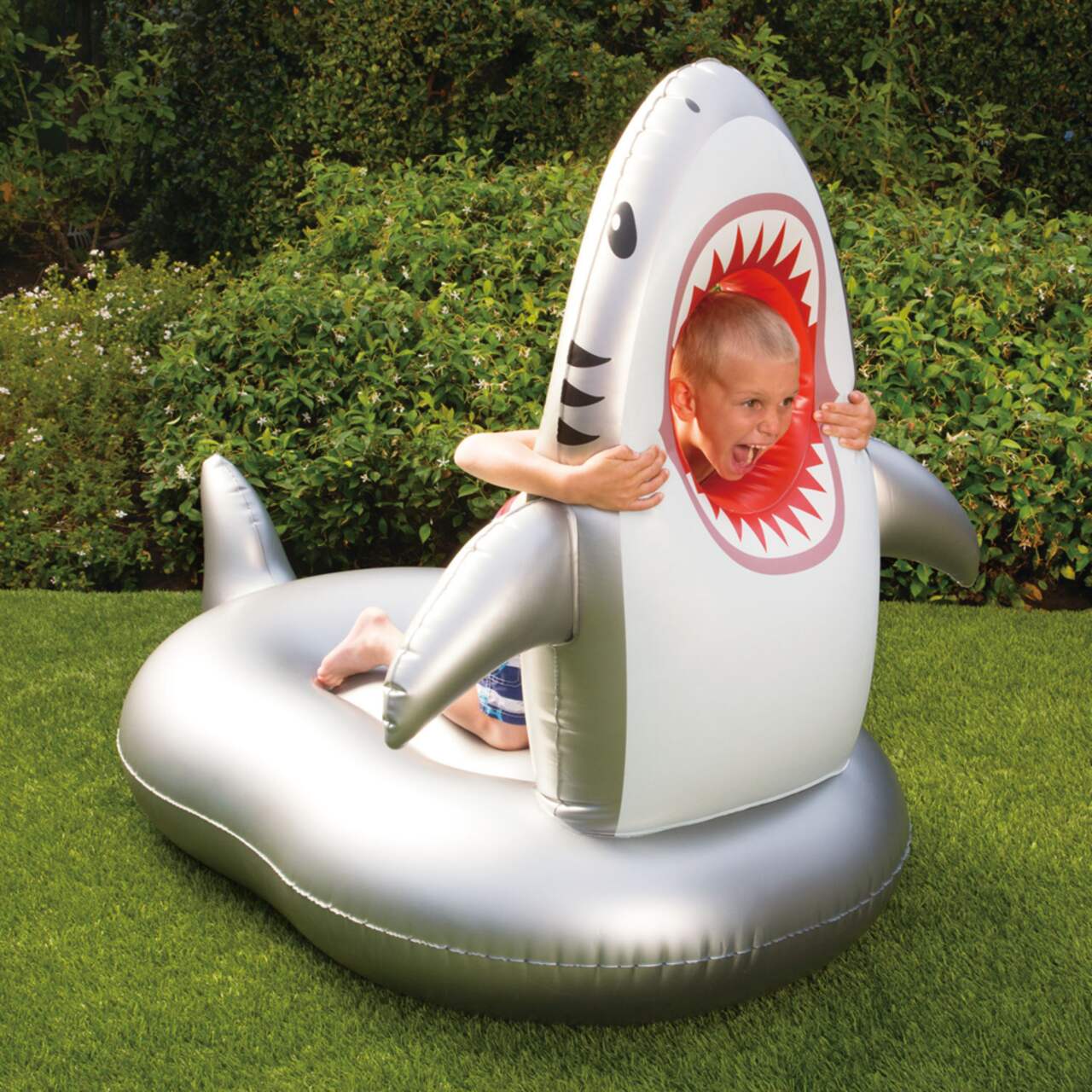 Stella & Finn Inflatable Ride-On Shark Pool Float/Lounger, Grey, 60-in
