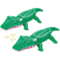 Stella & Finn Inflatable Ride-On Alligator Toy Pool Float/Lounger & Game, 6-Balls Front_Angled_Left
