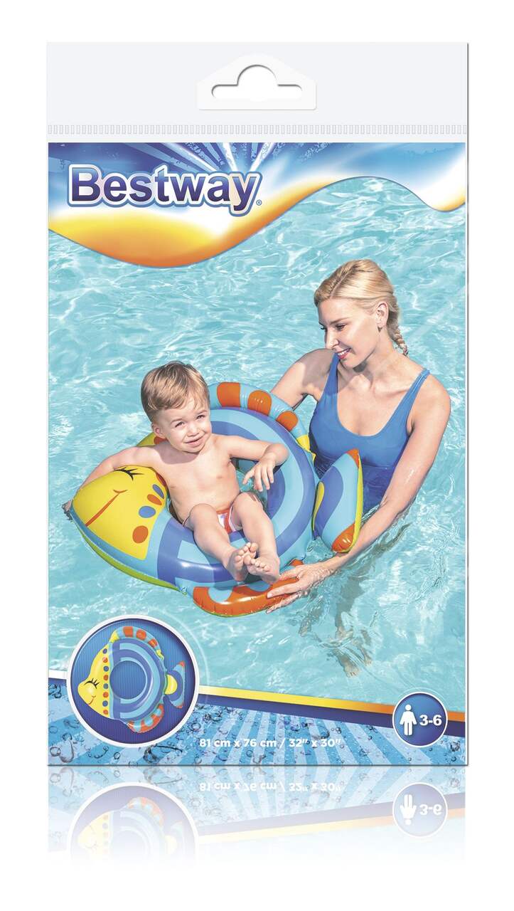 H2OGO!™ Inflatable Round Fish Kids' Swim Pool Float/Tube, 32-in