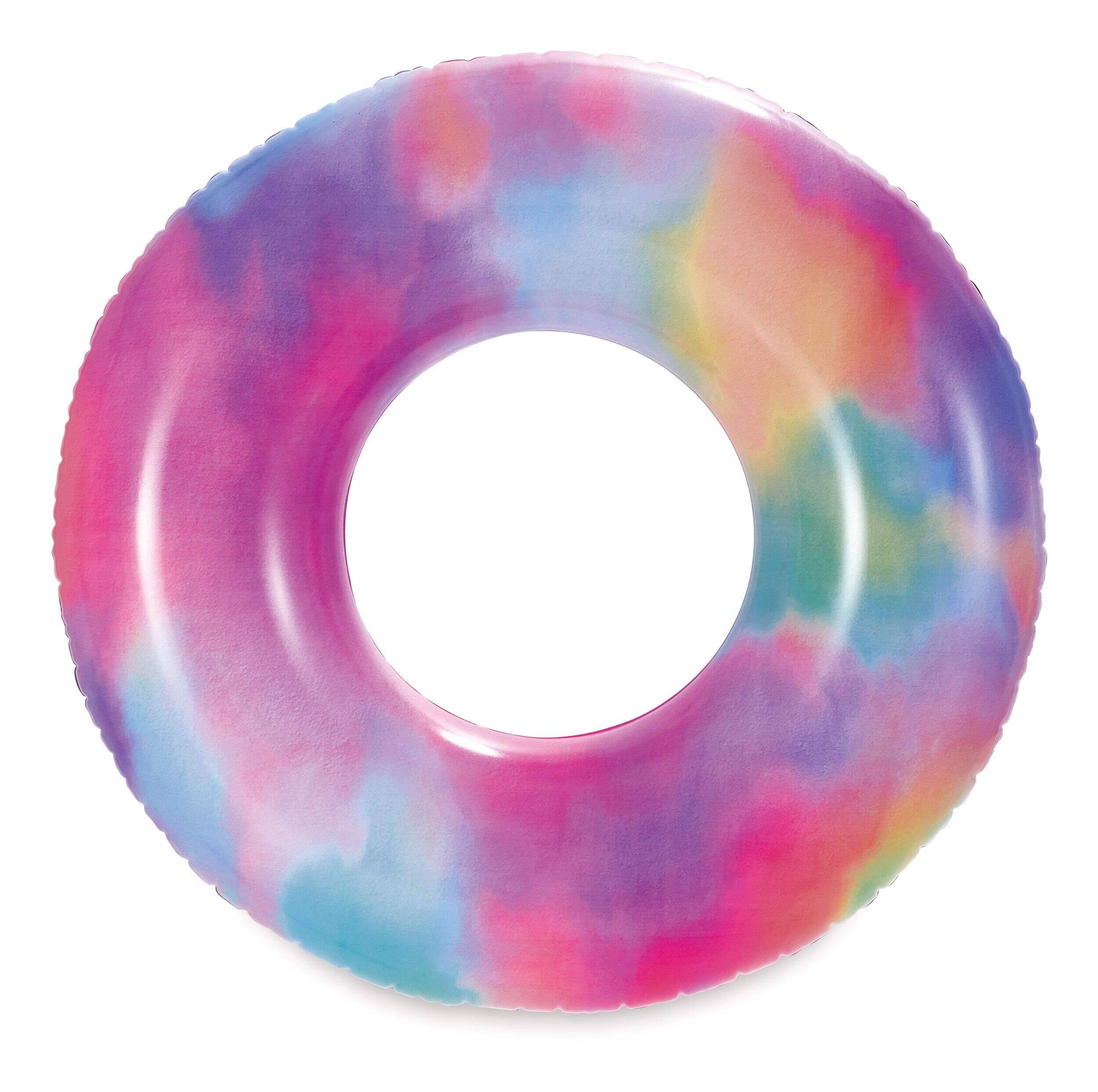 Stella & Finn Inflatable Round Tie-Dye Pool Swim Float/Tube, 36-in Overhead_Flat