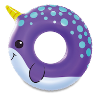 Stella & Finn Inflatable Round Narwhal Pool Swim Float/Tube, 32-in, Purple Overhead_Flat