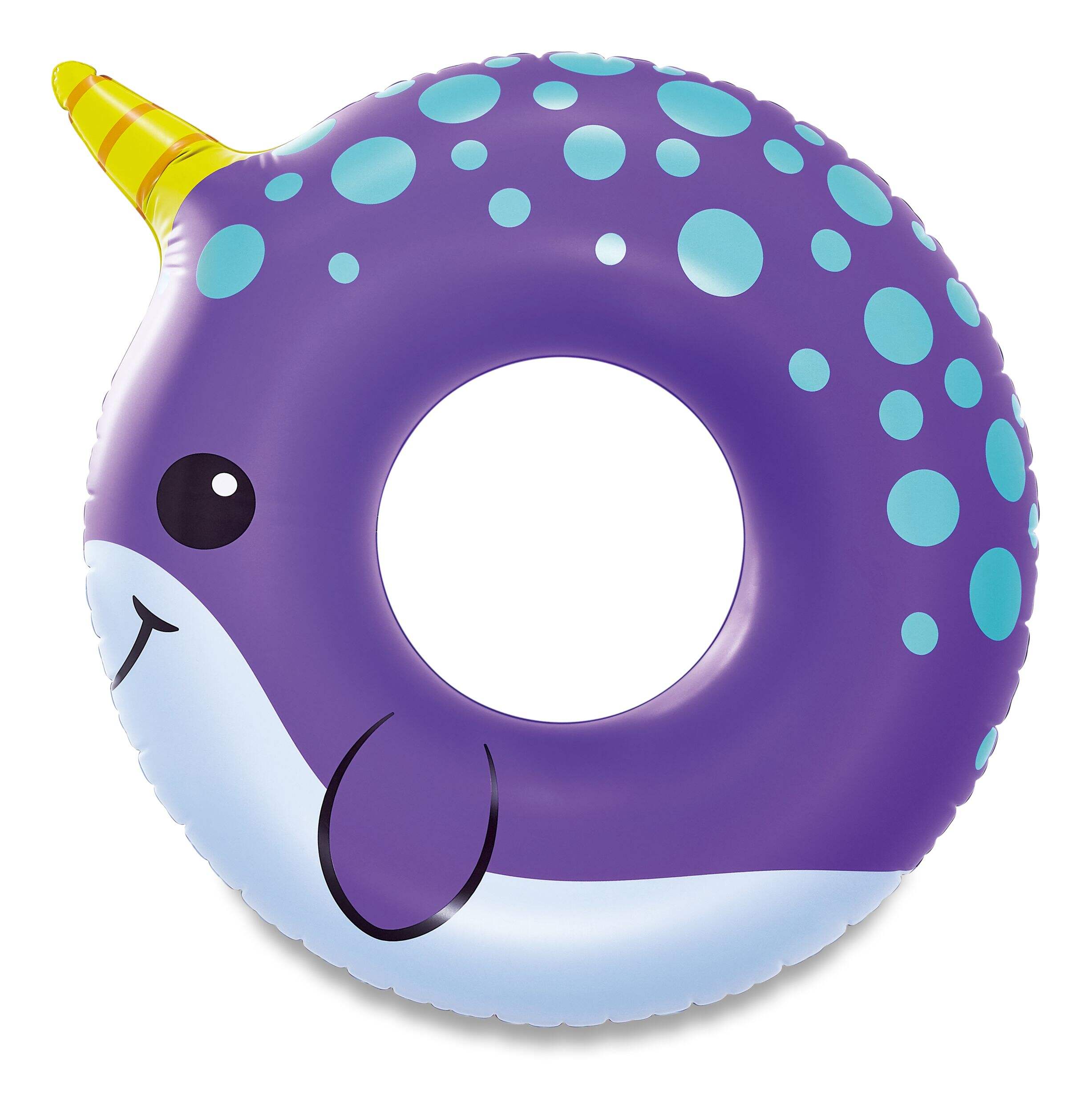 Stella & Finn Inflatable Round Narwhal Pool Swim Float/Tube, 32-in, Purple Overhead_Flat