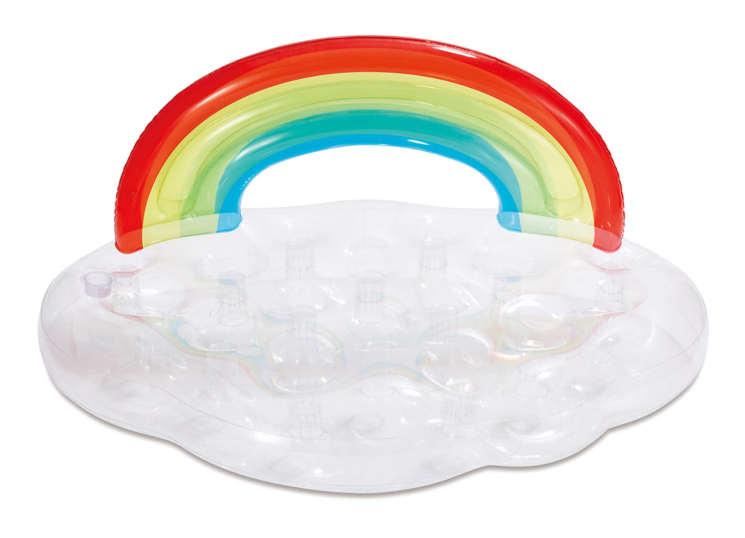 Stella & Finn Inflatable Neon Rainbow Cloud Pool Float/Lounger, with Cup Holders Front_Flat