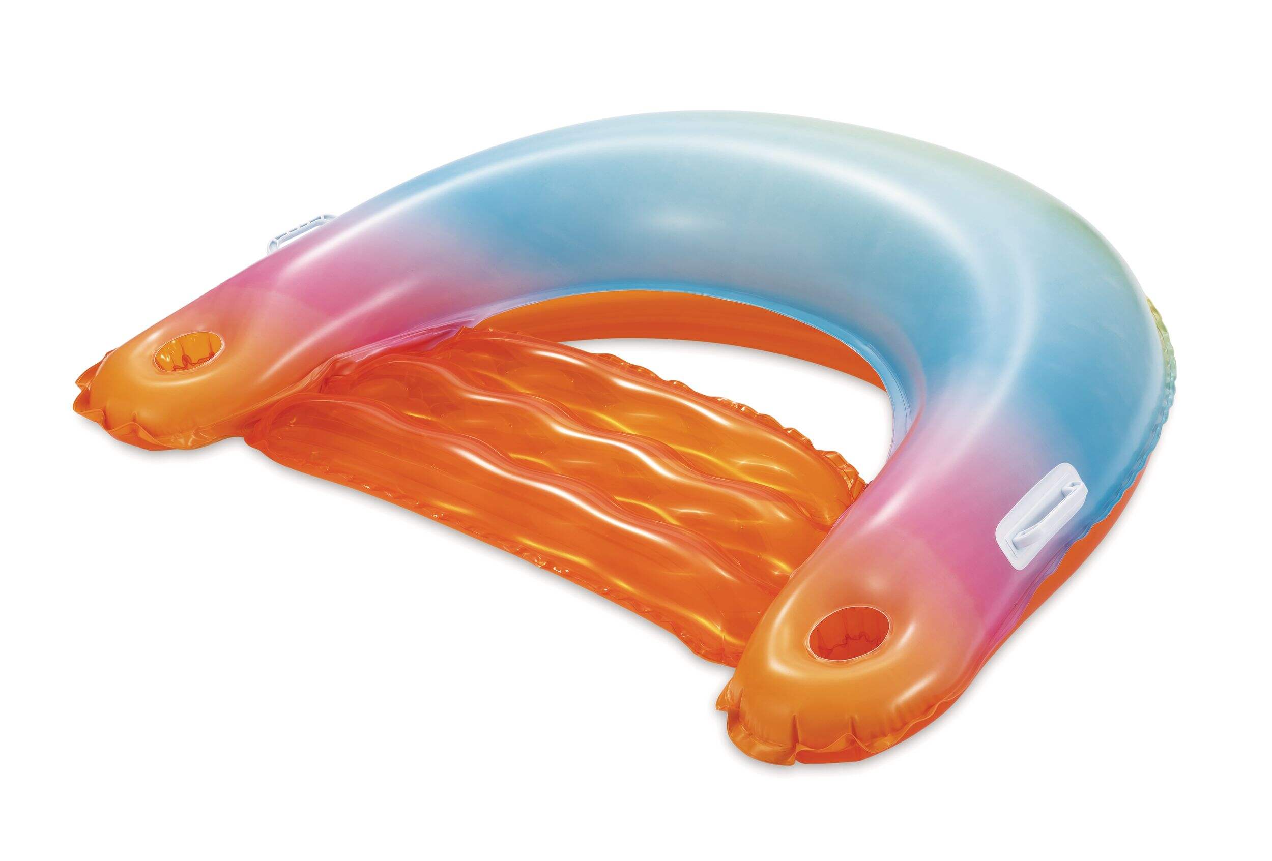 Stella and Finn Sunset Inflatable Ombre Pool Floating Chair with Cup Holders, Multi-Colour Front_Three_Fourths_Angled_Left