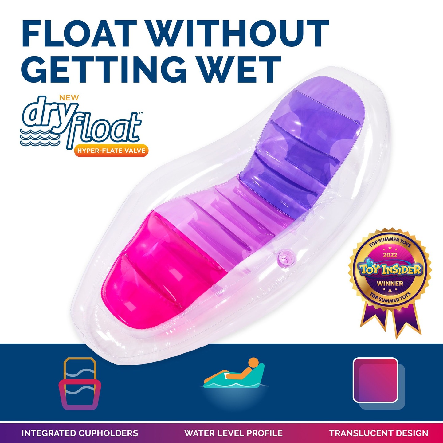 Swimways Dry Float Inflatable Lazy Pool Float/Lounger, 79 x 41in