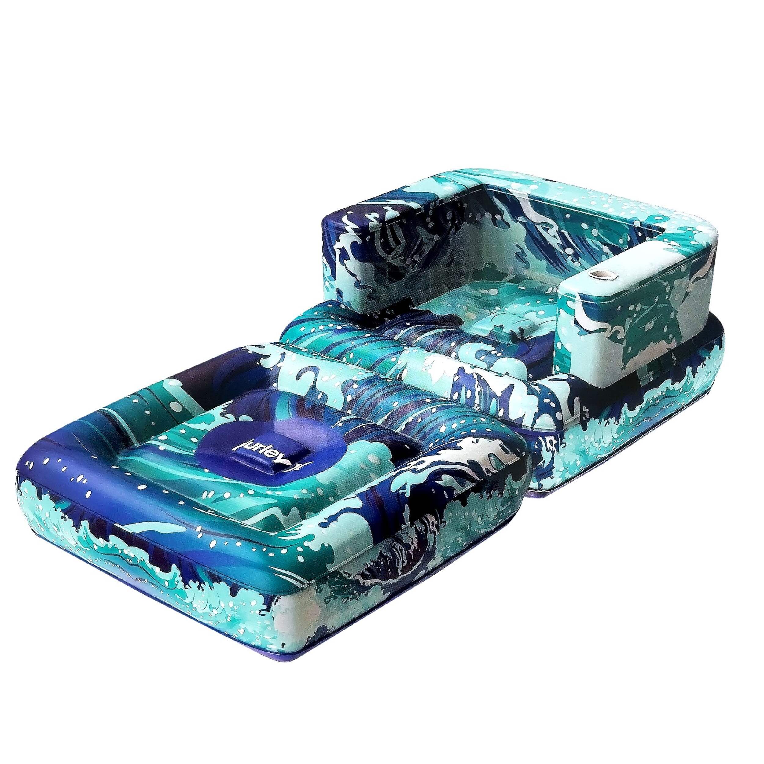 Chaise longue gonflable pour la piscine, bleu, 35 po Front_Angled_Left