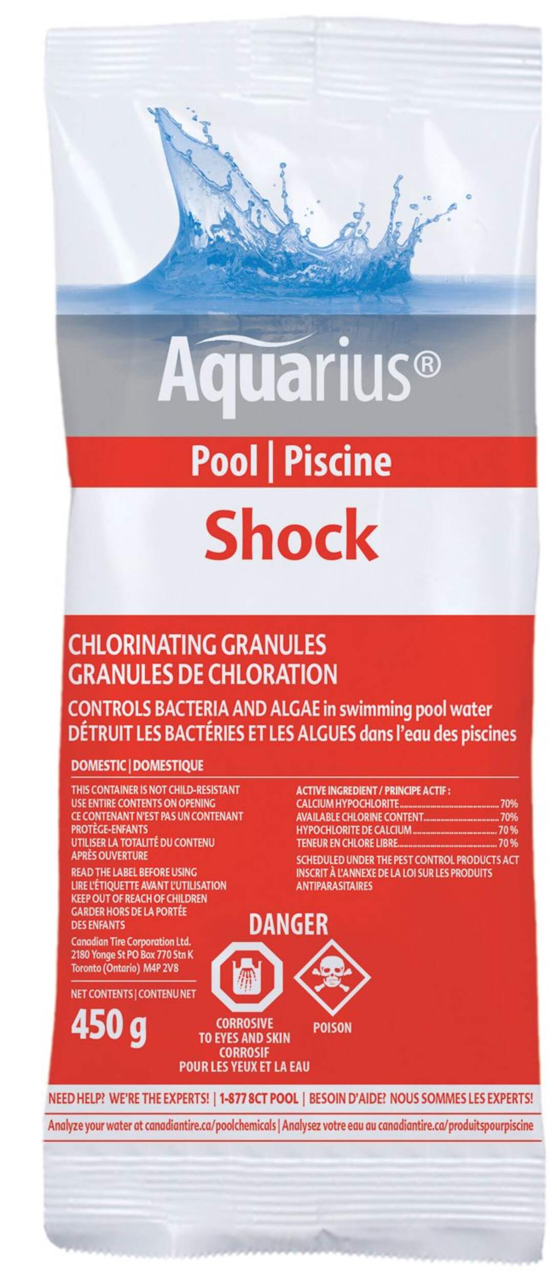 Traitement choc en granules de chlore Aquarius, 454 g Front_Flat