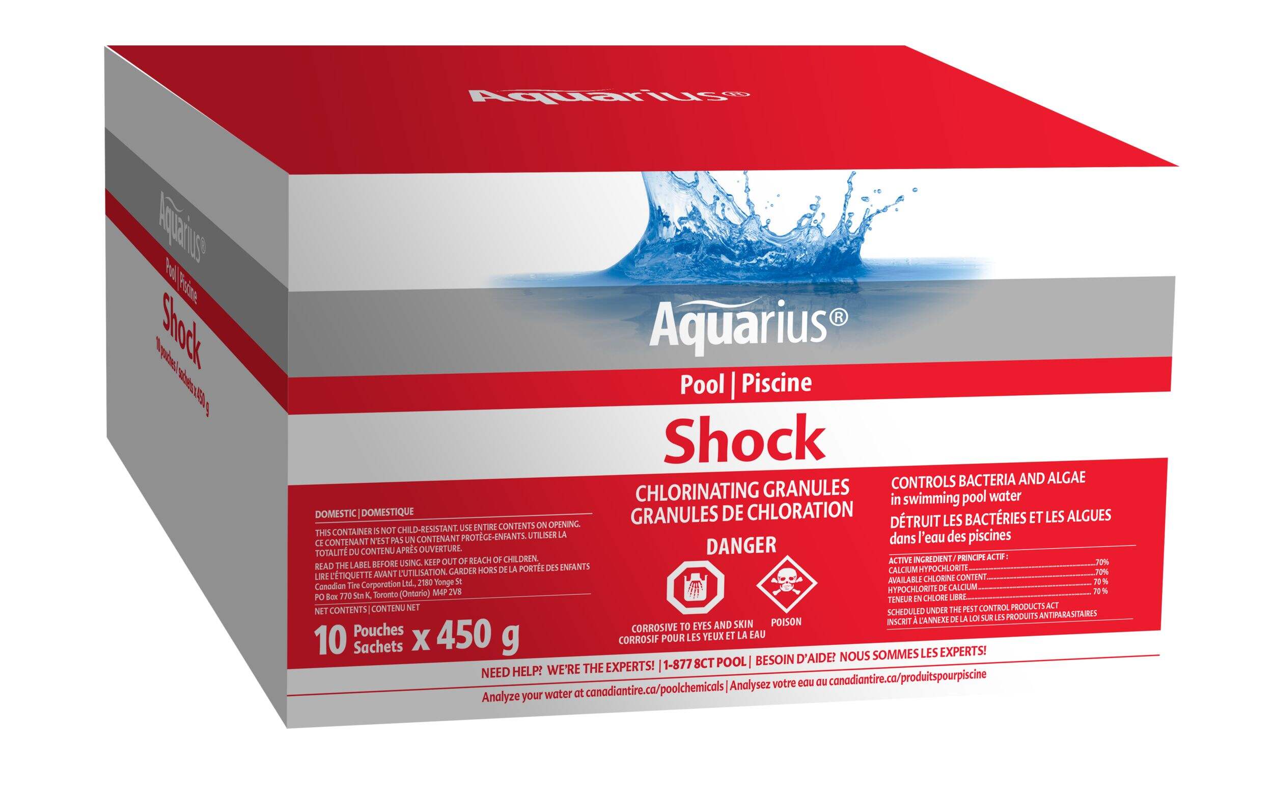 Aquarius Chlorinating Granules Shock, 10 x 450-g Front_Angled_Right