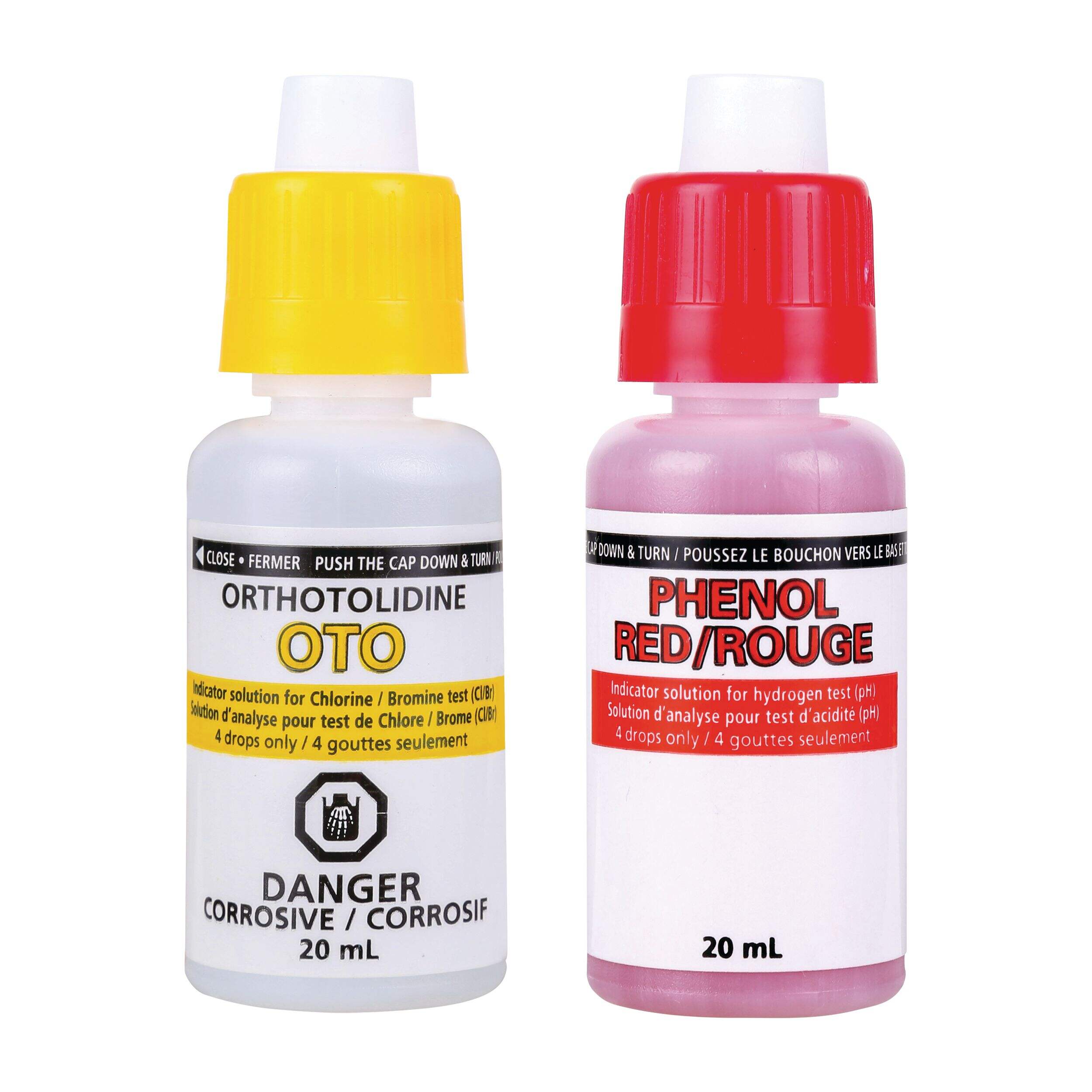 Aquarius Test Kit OTO & Phenol Refill Bottles, 20-mL Front_Flat