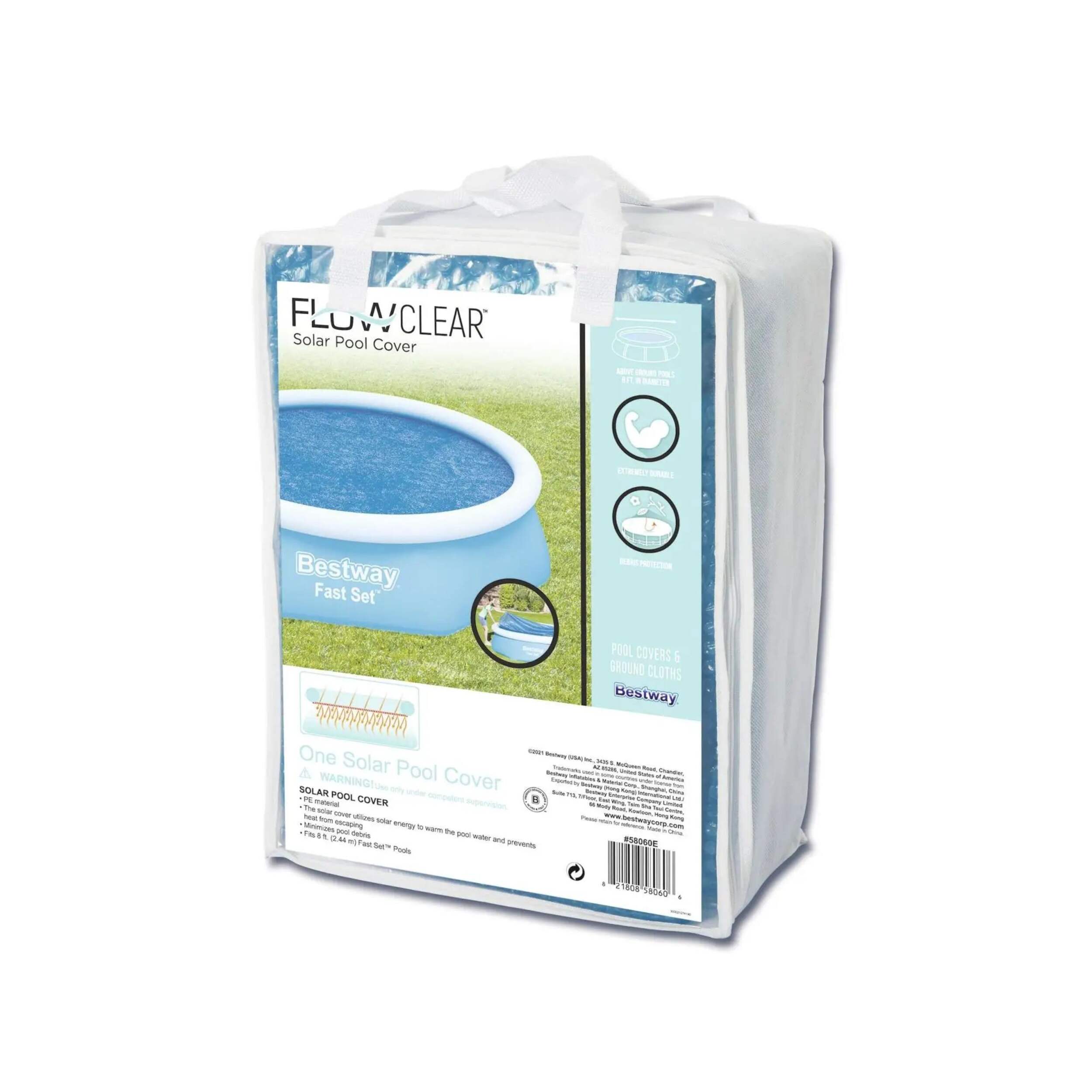 Toile solaire pour piscines rapide à installer Bestway Flowclear, 8 pi Front_Three_Fourths_Angled_Left