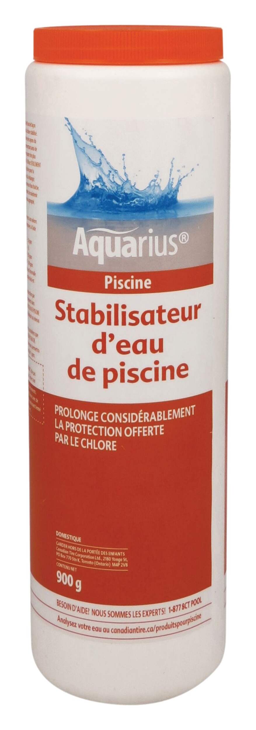 Stabilisateur d’eau de piscine Aquarius, protection chlorée, 900 g Front_Flat