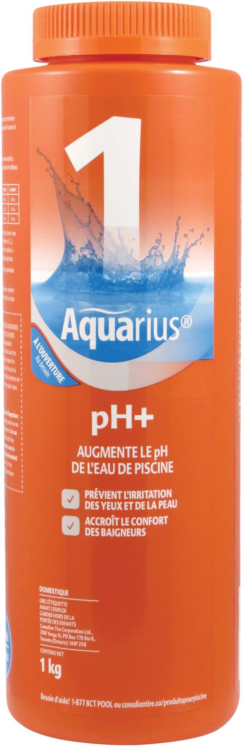 Aquarius pH+ Step 1, augmente le pH de l'eau de piscine, 1 kg Front_Flat