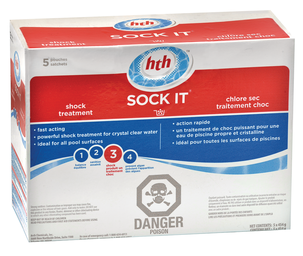 HTH Sock It, Pool Shock Treatment, Controls Bacteria & Algae in ...