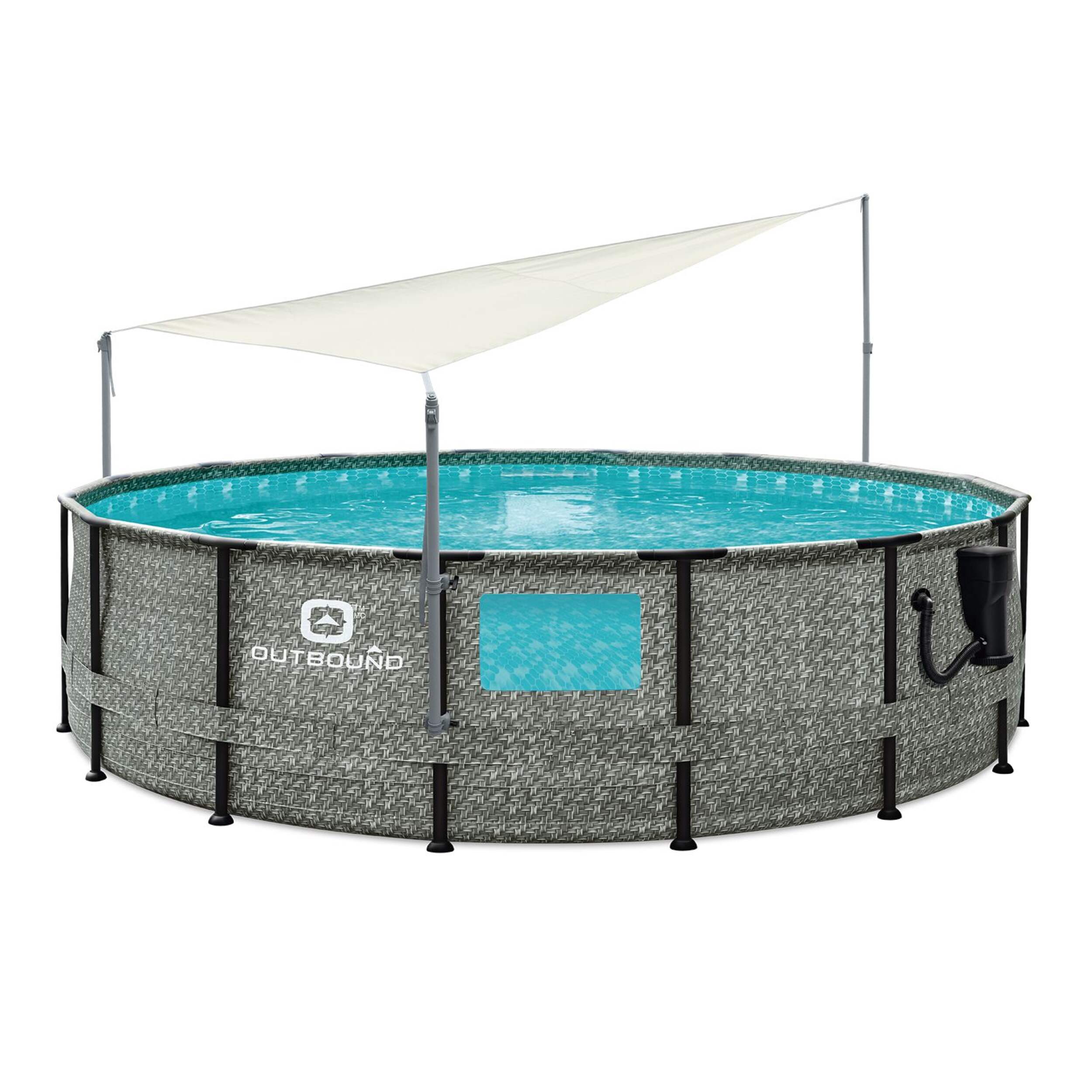 Auvent de piscine Swimways pour piscines de 14 à 16 pi Front_Angled_Left